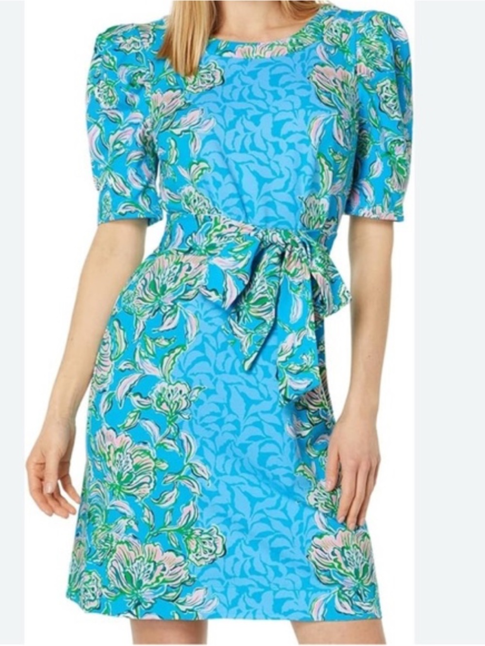 Lilly Pulitzer Harriet Elbow Sleeve Dress in "Cumulus Blue Chick Magnet" S - Picture 2 of 14
